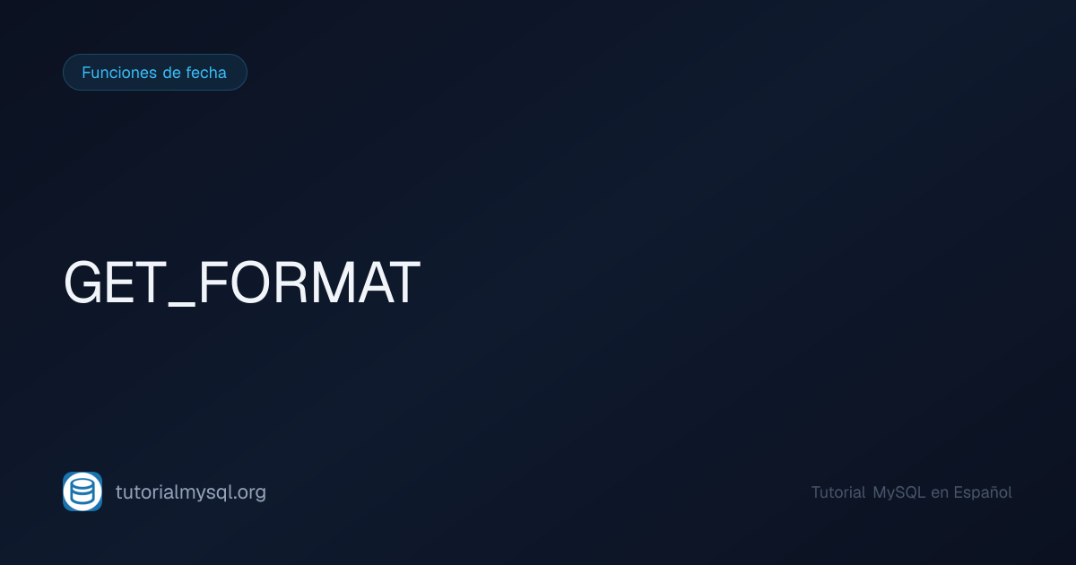 GET_FORMAT en MySQL - Tutorial MySQL